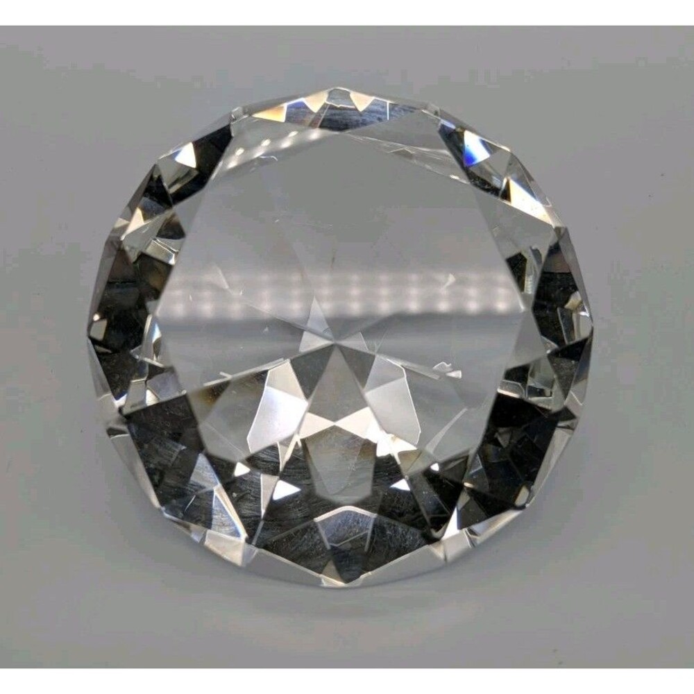 Paperweight Diamond Shaped 4" Large Cut CLEAR Glass Décor Sculpture